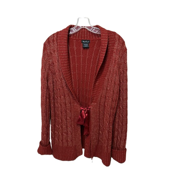 West End Red Tie Cardigan Womens Size Medium - Picture 2 of 6